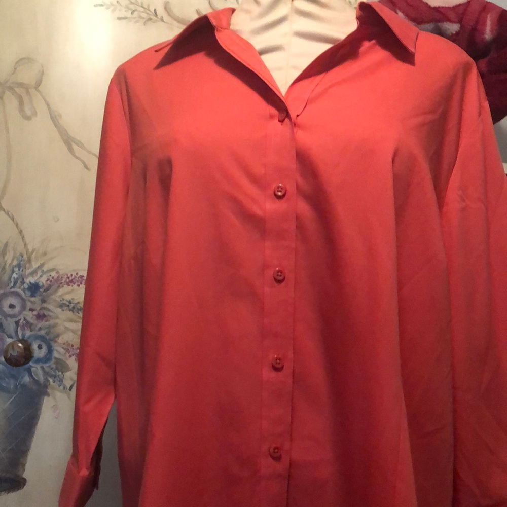 Orange blouse button down